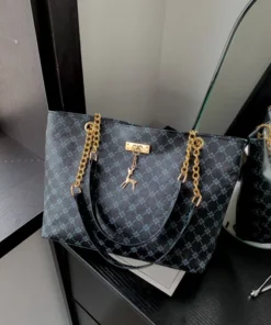 New Presbyopia Handbag Texture Soft Leather Large Capacity Tote Women Bag With Hanging Accessories Shoulder Bag