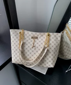 New Presbyopia Handbag Texture Soft Leather Large Capacity Tote Women Bag With Hanging Accessories Shoulder Bag