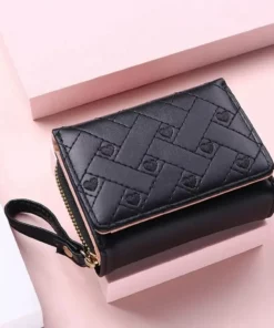 Women’s Short Embroidered Love Zero Wallet Zipper Buckle Large Capacity Card Bag Versatile Fashion Simple